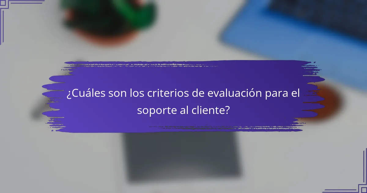 ¿Cuáles son los criterios de evaluación para el soporte al cliente?