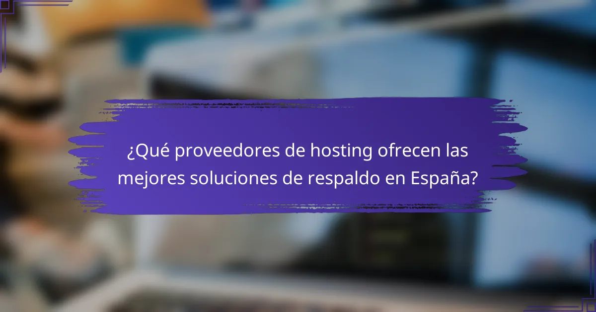 ¿Qué proveedores de hosting ofrecen las mejores soluciones de respaldo en España?